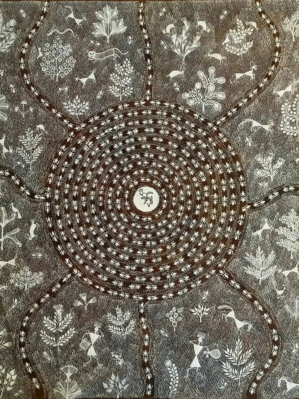 Mungi Raja Warli Painting | Natural Color On Cotton Cloth | By Sanjay Balakrishna Parhad