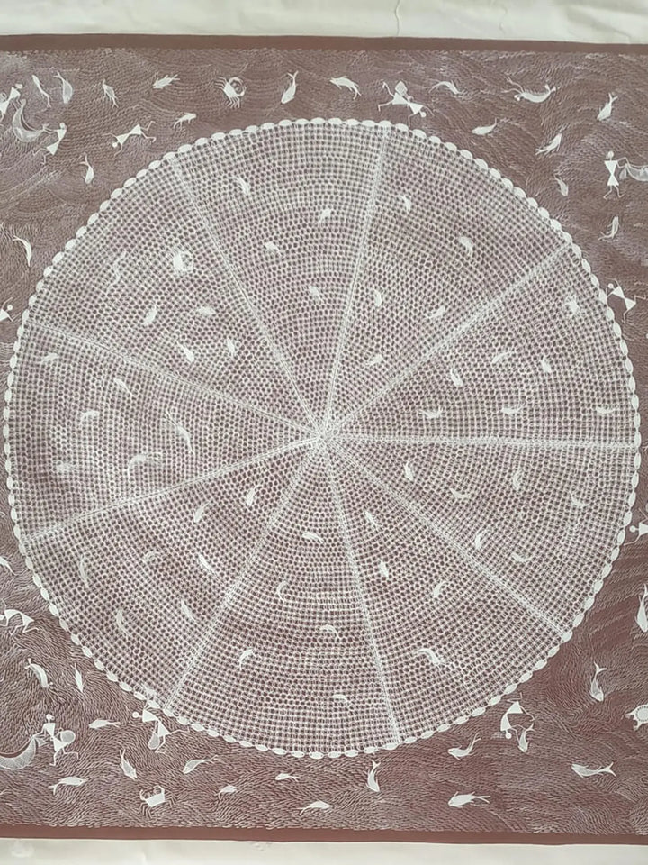 Fishing Net Warli Painting on Cloth · view 2