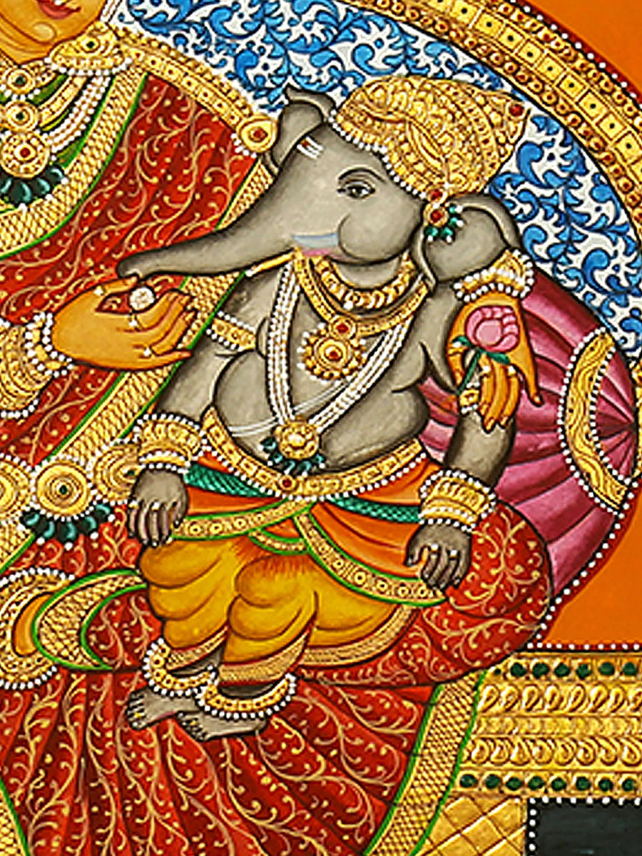 Gauri Ganesha (Goddess Parvati with Baby Ganesha) Painting