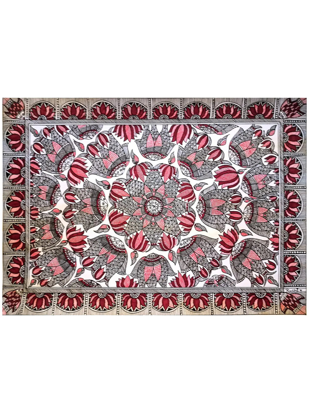 Madhubani Lotus And Matsya Raas | Fineliners And Alcohol Markers On Paper | By Ruchi