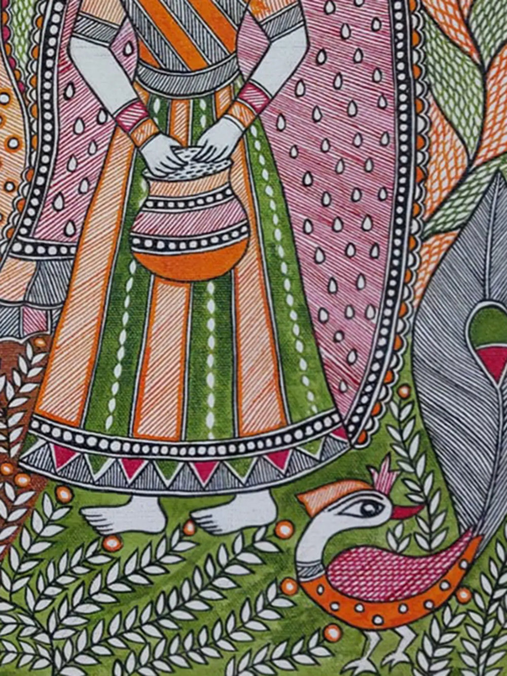 Lord Krishna With Radha Madhubani Painting | Acrylic On Canvas | By Lalita Ray
