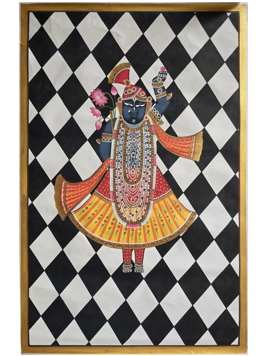 Divine Grace of Shrinathji Pichwai Painting on Cotton