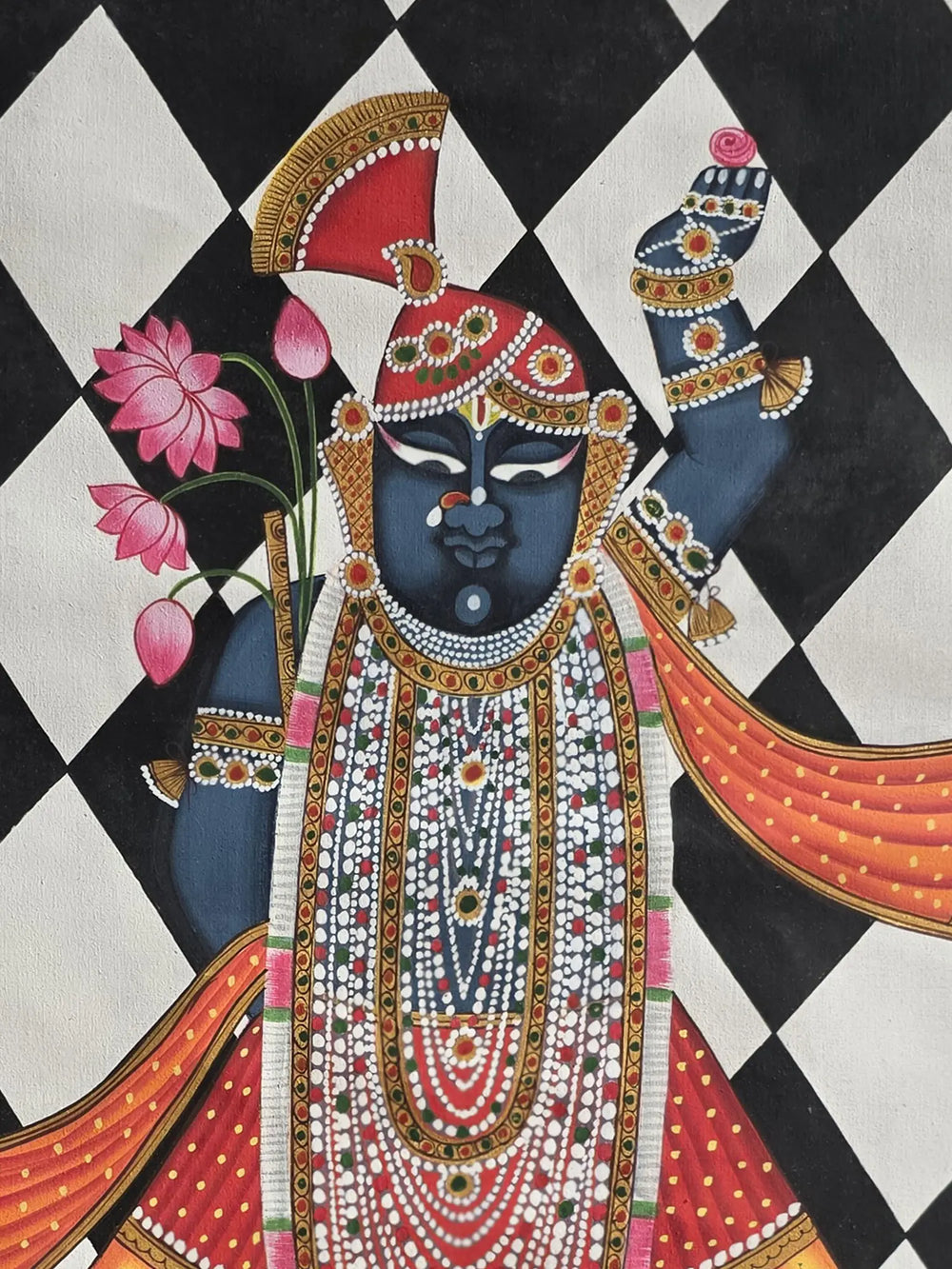 Divine Grace Of Shrinathji | Pichwai Art | Watercolor On Cotton