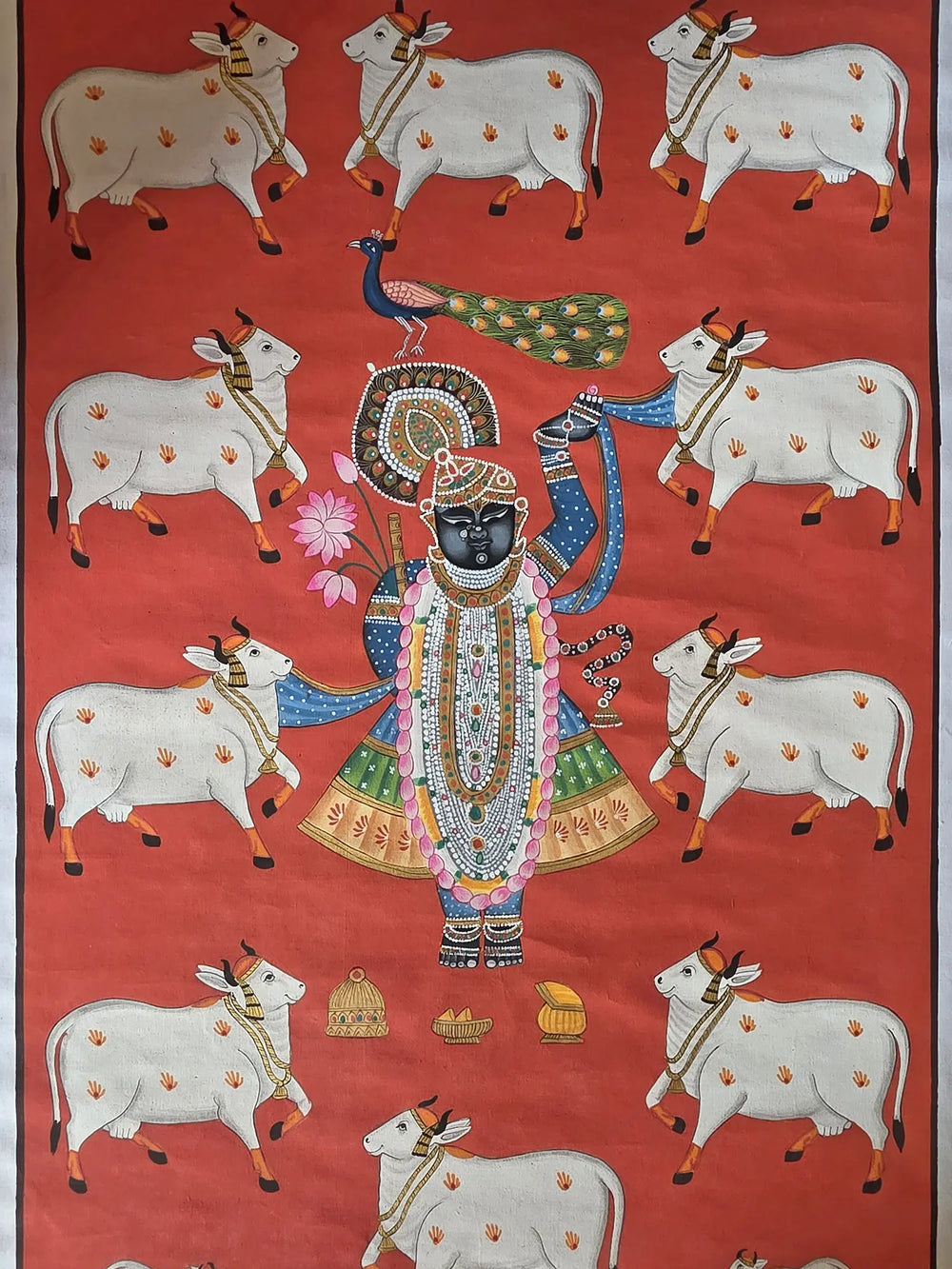 Shrinathji (Form Of Lord Krishna) | Pichwai Art | Watercolor On Cotton