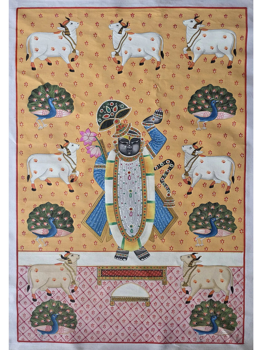 Shrinathji (A Form of Lord Krishna) Pichwai Painting on Cotton