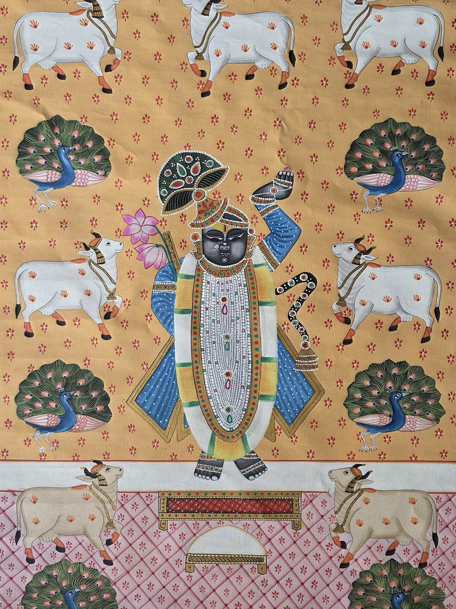 Shrinathji (A Form of Lord Krishna) Pichwai Painting on Cotton