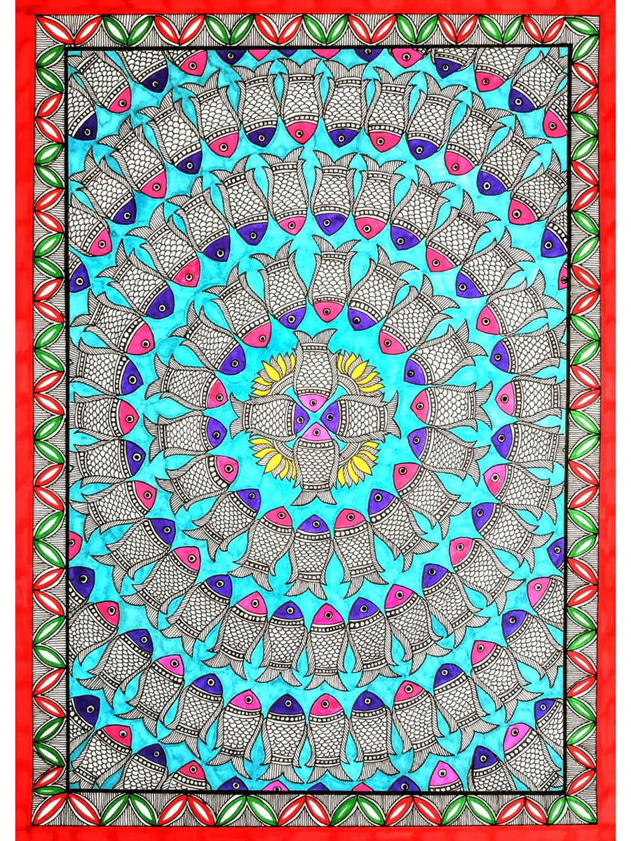 Matsya Raas Madhubani Painting on Paper