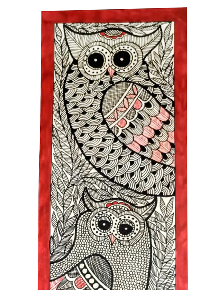 Owls Madhubani Painting on Paper by Ruchi · view 2