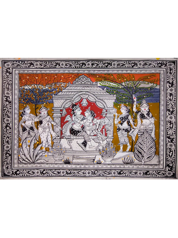 Radha-Krishna with the Gopis Pattachitra Painting on Canvas by Akankshya Panda · view 1