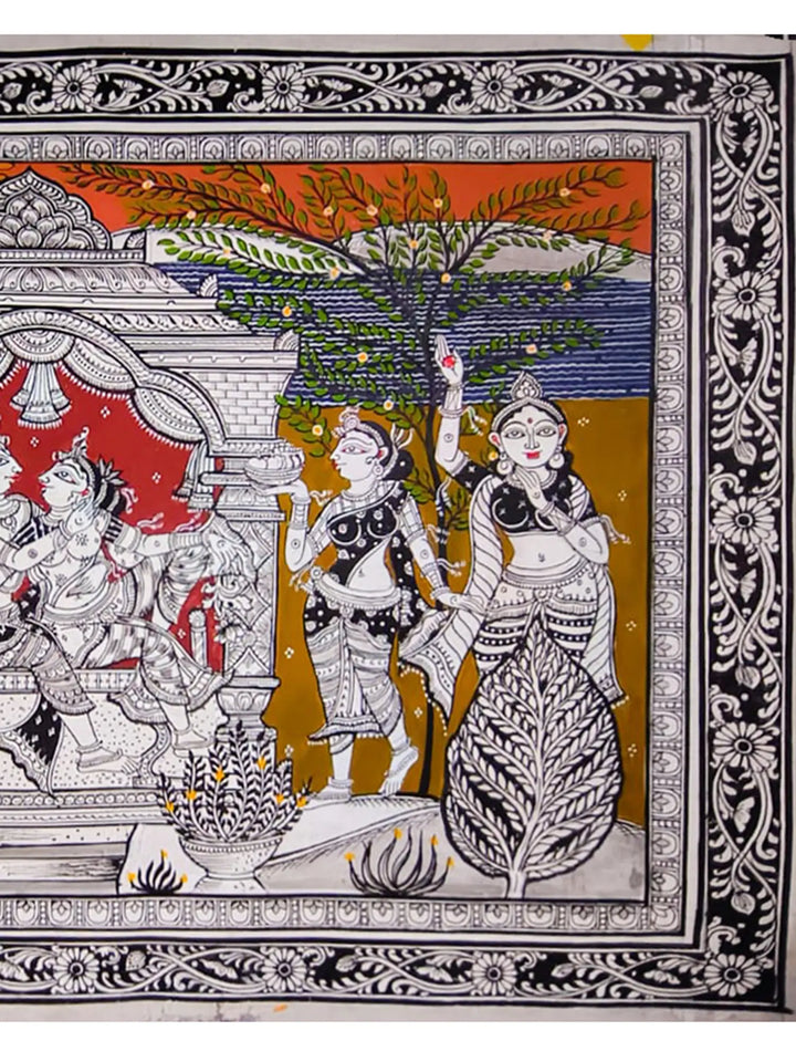 Radha-Krishna with the Gopis Pattachitra Painting on Canvas by Akankshya Panda · view 3