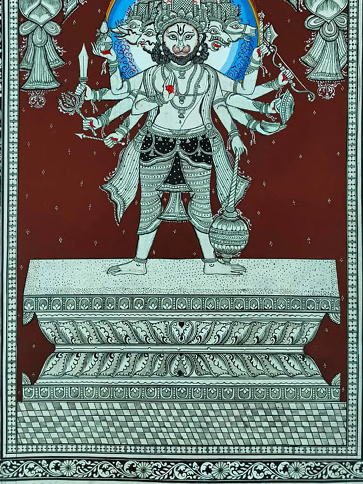 Lord Hanuman - Panchmukhi Pattachitra Painting on Canvas by Akankshya Panda · view 3