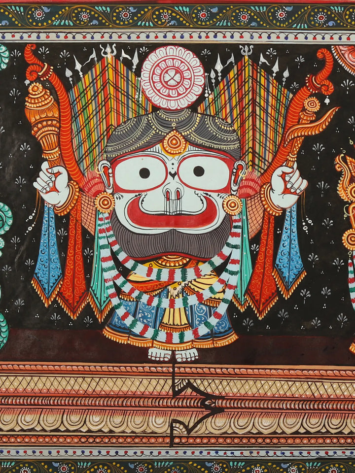 Shri Jagannatha in Nagarjuna Vesha (Shringar Done Once Every 25 Years) Patachitra Pattachitra Painting on Tussar Silk · view 4