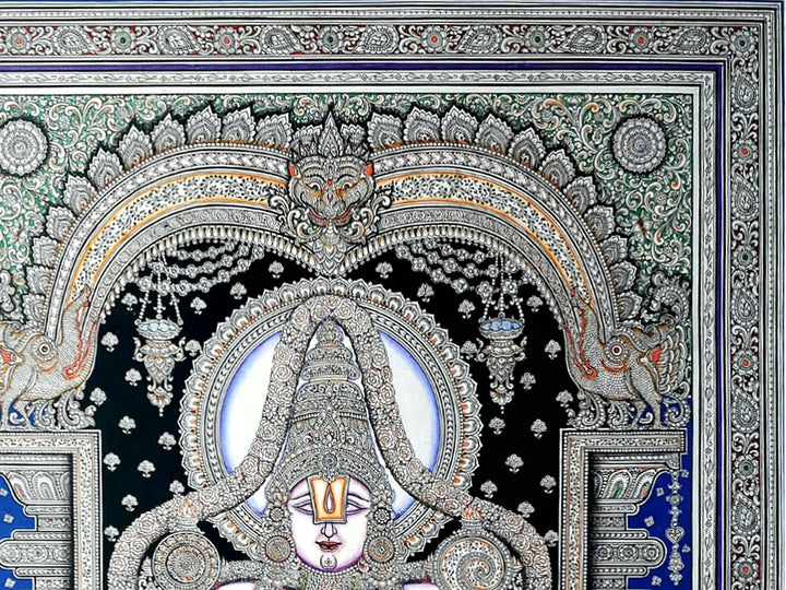 Lord Tirupati Balaji Patachitra by ‎Ratikanta Moharana Pattachitra Painting on Silk · view 4