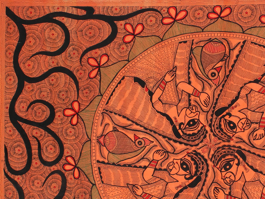 Radharani - Mandala Madhubani Painting on Handmade Paper