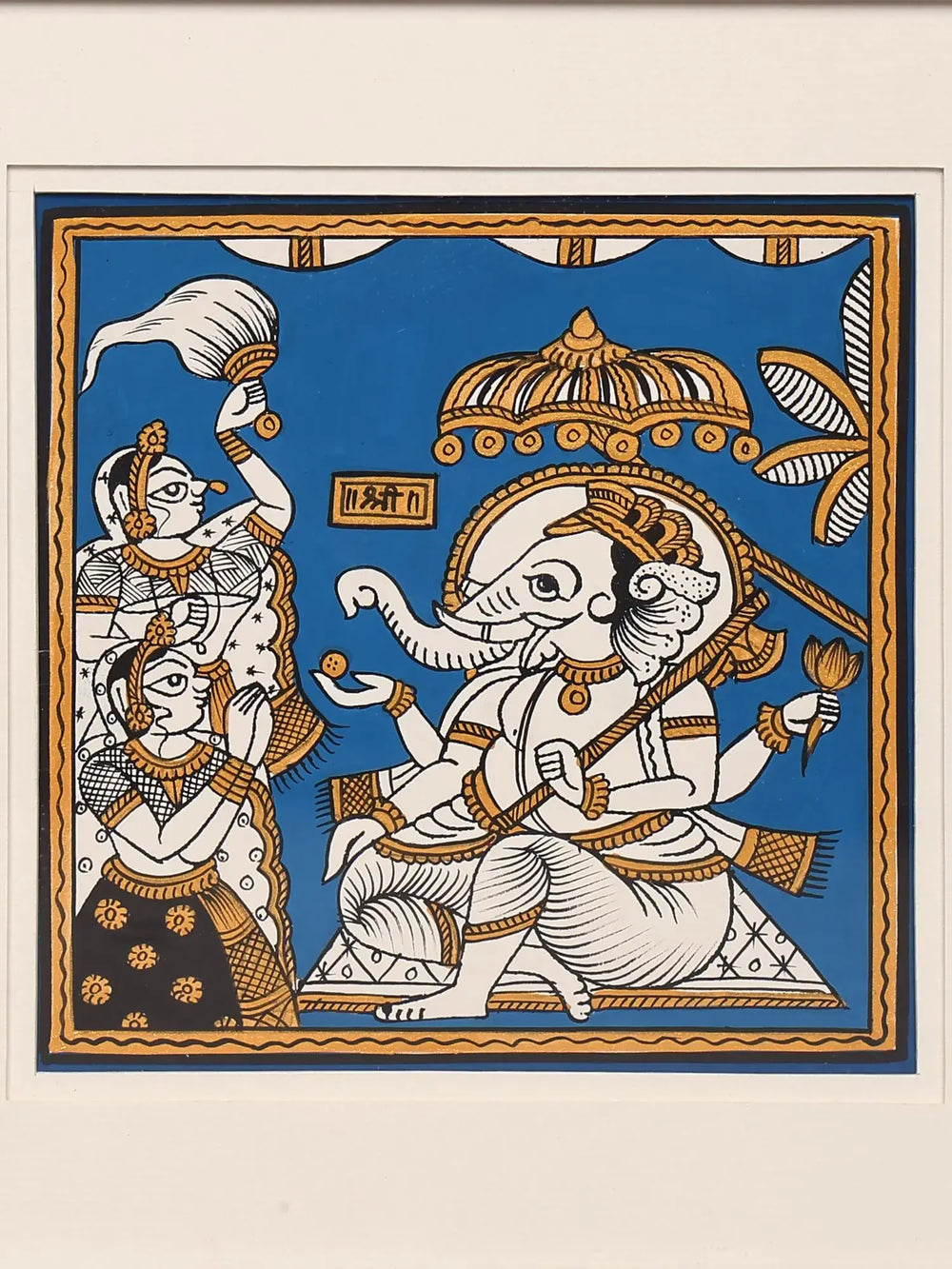 Darbar Ganesha | Framed Traditional Phad Painting
