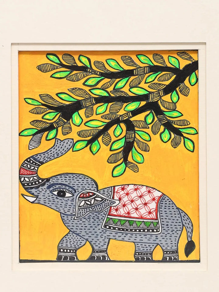Elephant Madhubani Painting on Handmade Paper · view 3