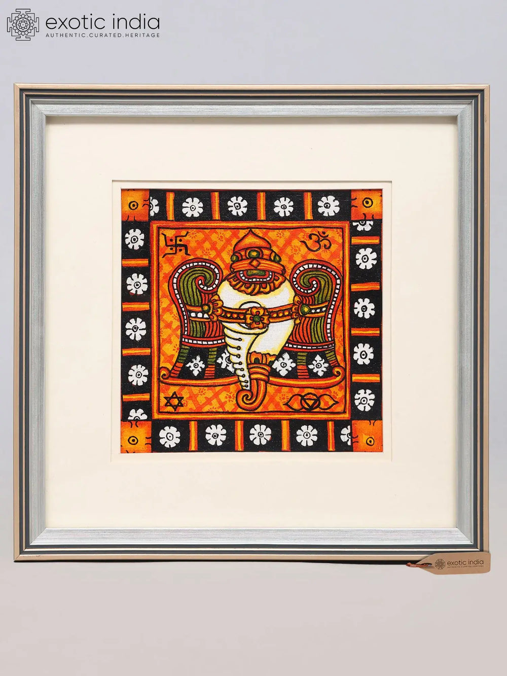 Sacred Conch (Shankh) | Framed Kerala Mural Painting