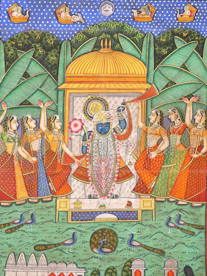 Divine Shrinathji Darshan Pichwai Painting on Cloth · view 2