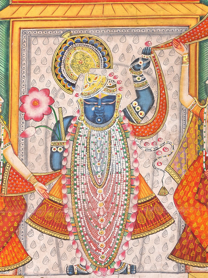 Divine Shrinathji Darshan Pichwai Painting on Cloth · view 3