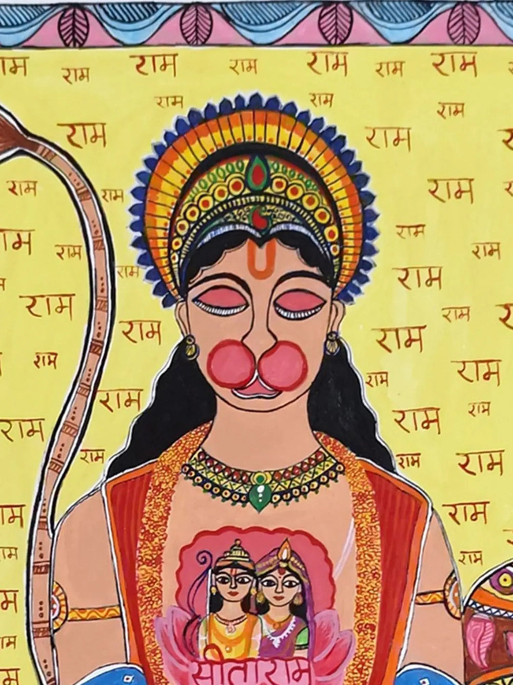 Lord Hanuman Revealing Lord Ram and Goddess Sita | Acrylic Color on Cold Pressed Paper | By Nishu Singh