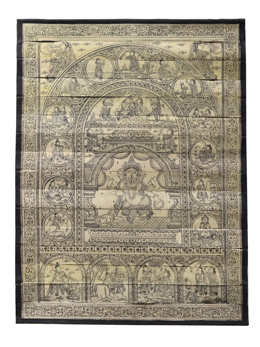 Birth of Ganesha Story Painting on Palm Leaf by Rabi Behera