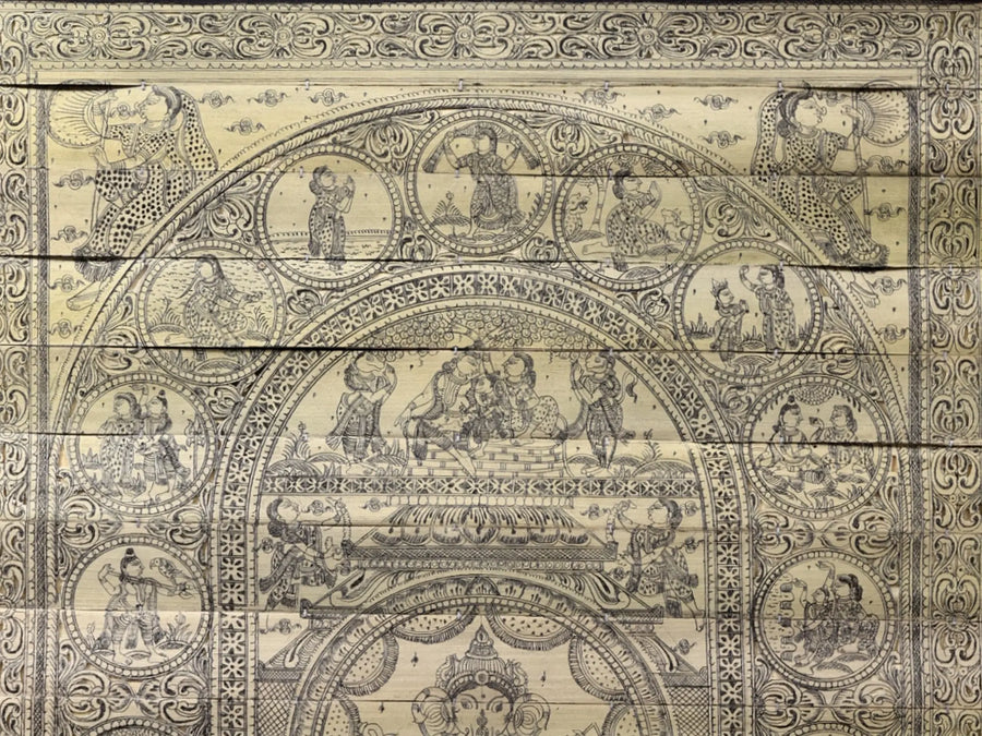Birth of Ganesha Story Painting on Palm Leaf by Rabi Behera