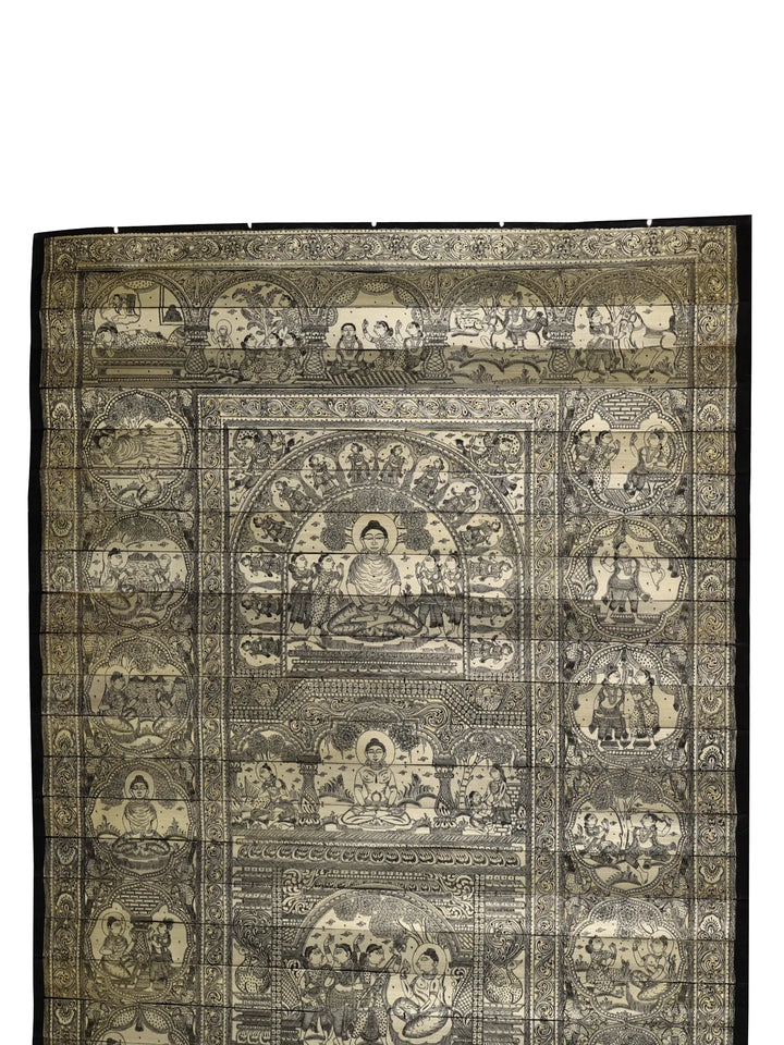 Superfine Large Life of Gautam Buddha Painting on Palm Leaf by Rabi Behera · view 2