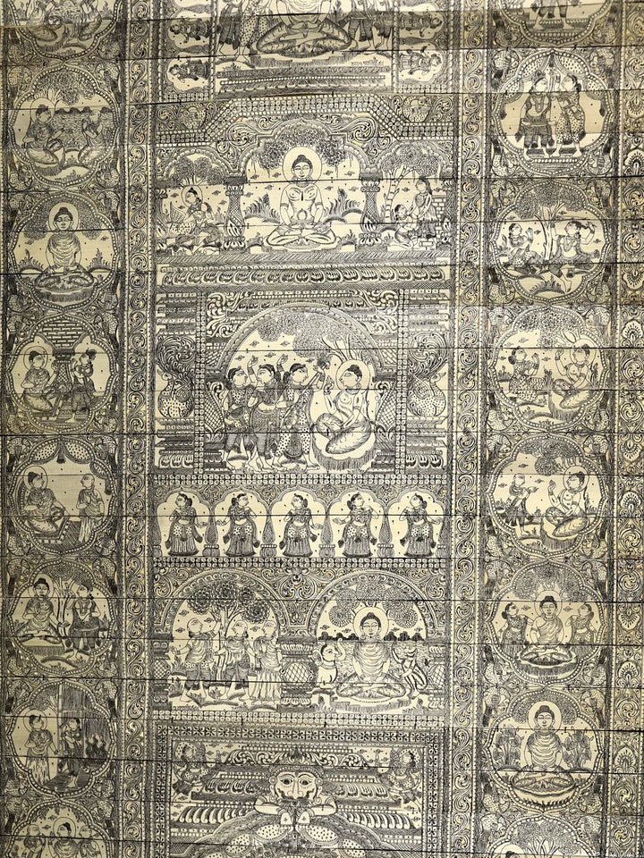 Superfine Large Life of Gautam Buddha Painting on Palm Leaf by Rabi Behera · view 3