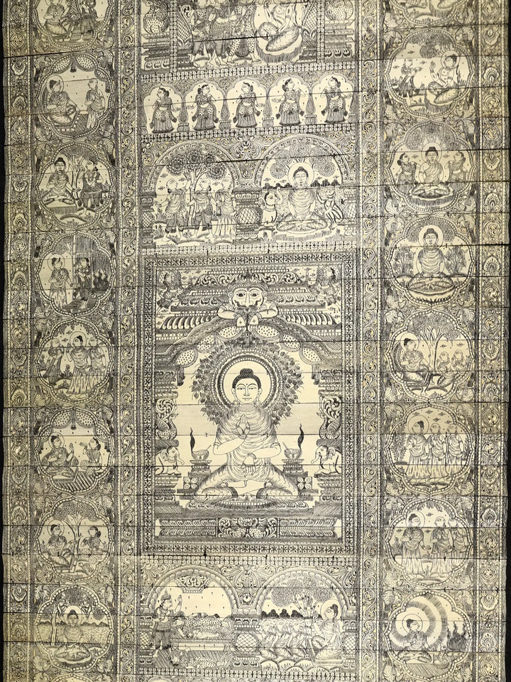 Superfine Large Life of Gautam Buddha Painting on Palm Leaf by Rabi Behera · view 4