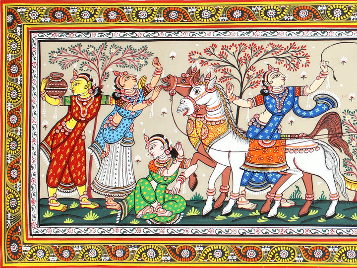 Traditiional Mathura Gaman Painting on Tussar Silk · view 2