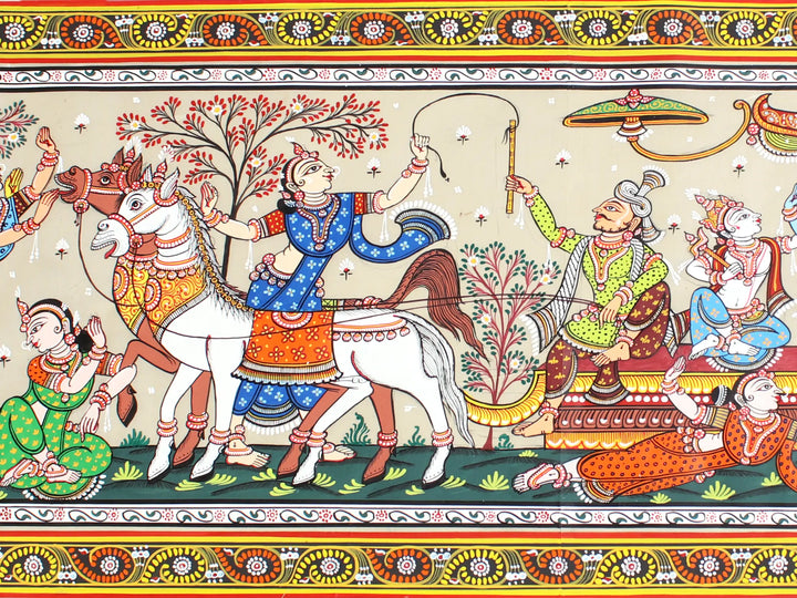 Traditiional Mathura Gaman Painting on Tussar Silk · view 3