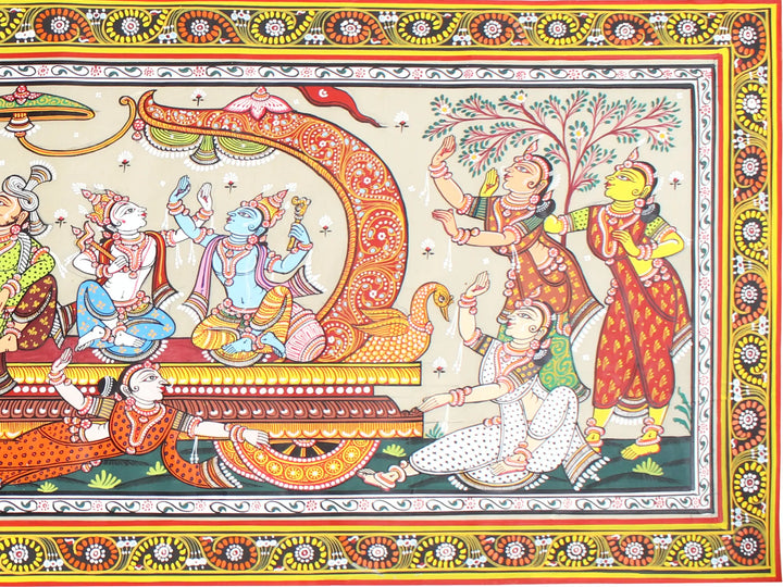 Traditiional Mathura Gaman Painting on Tussar Silk · view 4