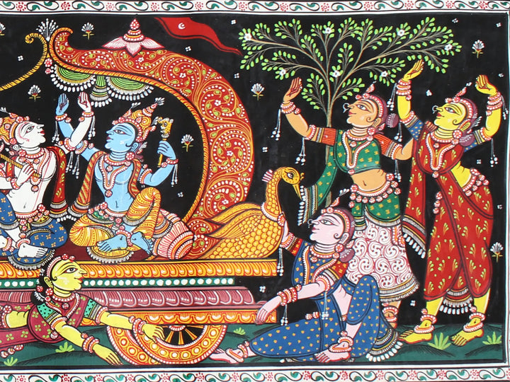 Mathura Vijaya Patachitra Pattachitra Painting on Tussar Silk · view 4