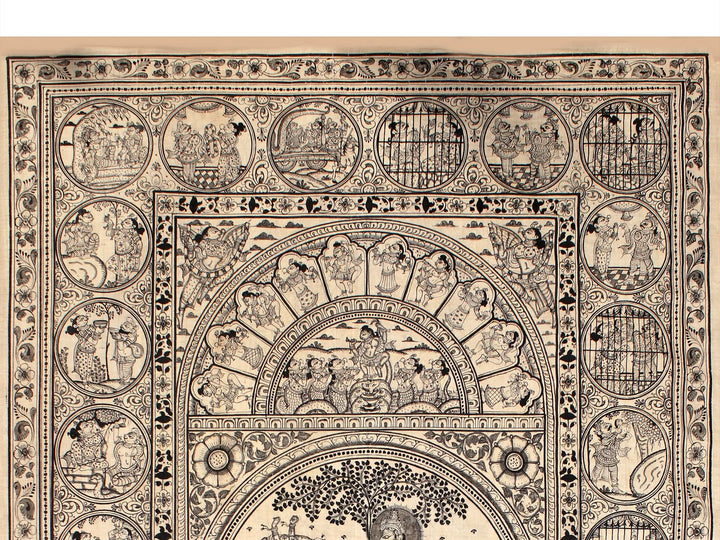 Shri Krishna Leela Painting on Tussar Silk · view 2