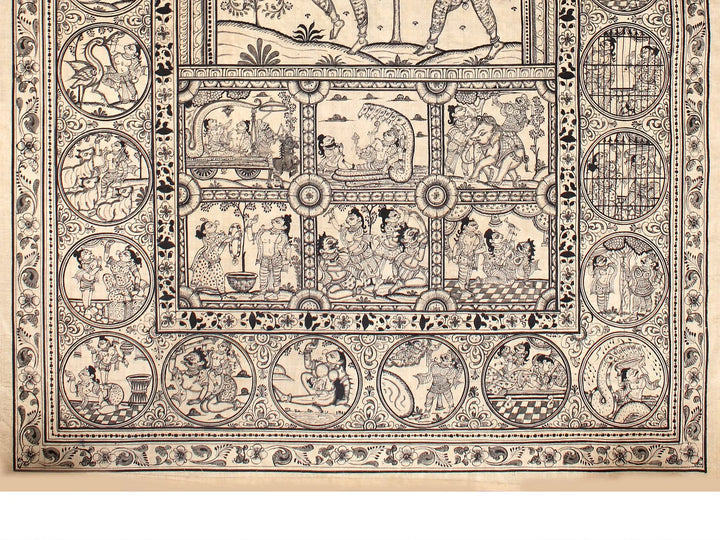 Shri Krishna Leela Painting on Tussar Silk · view 3