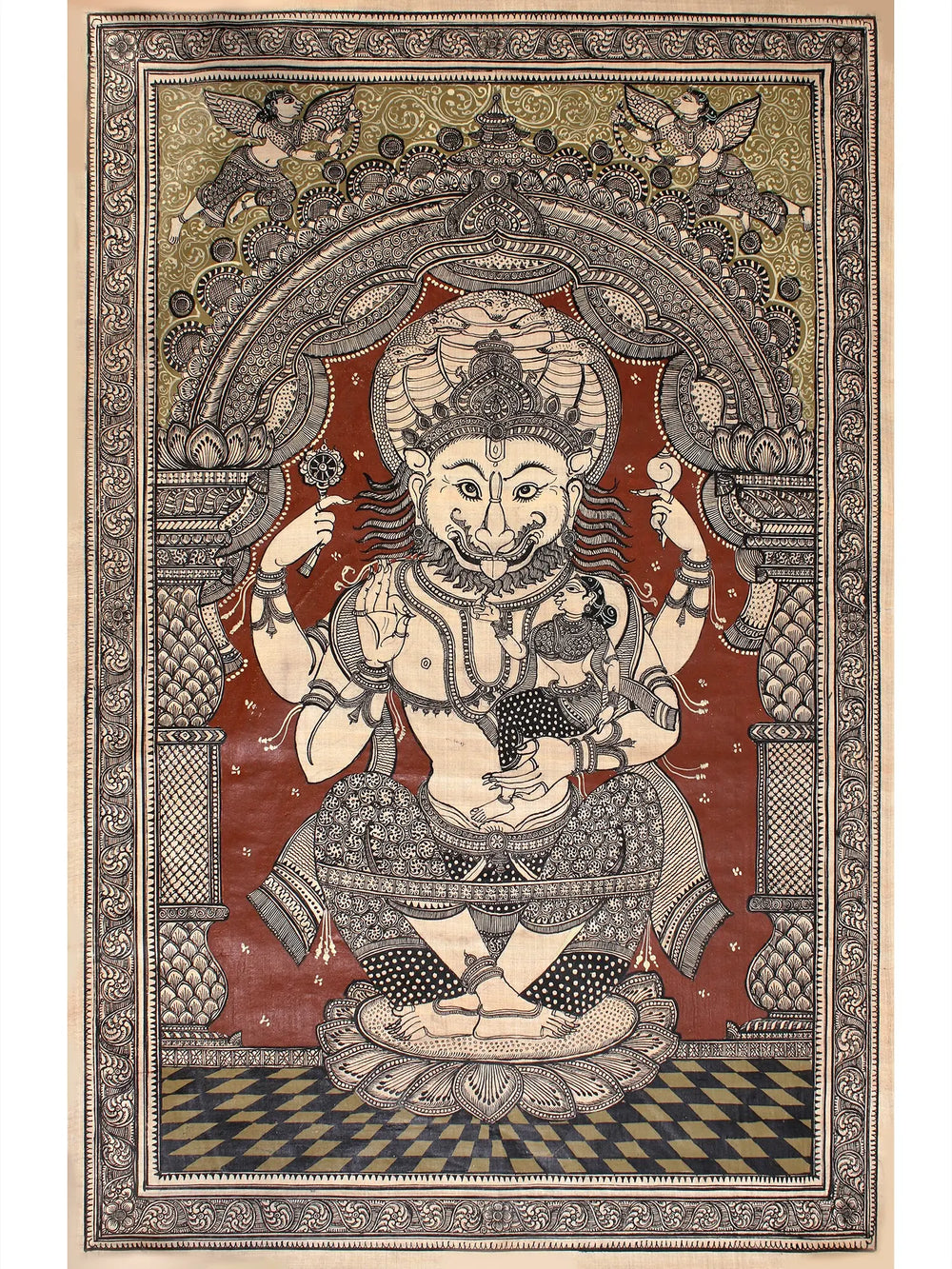 Vishnu Avatar Narasimha With Goddess Lakshmi | Patta Painting | Odisha Art