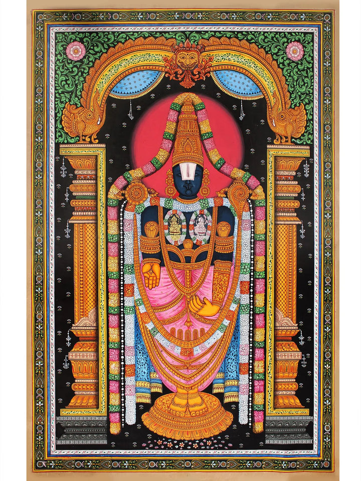 Shri Venkateswara BalaJi Painting on Tussar Silk · view 1
