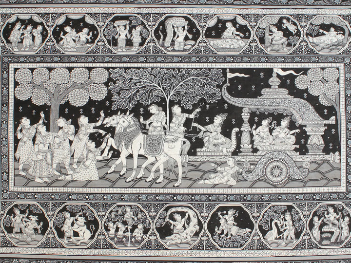 Shri Krishna Leela Painting on Tussar Silk · view 2