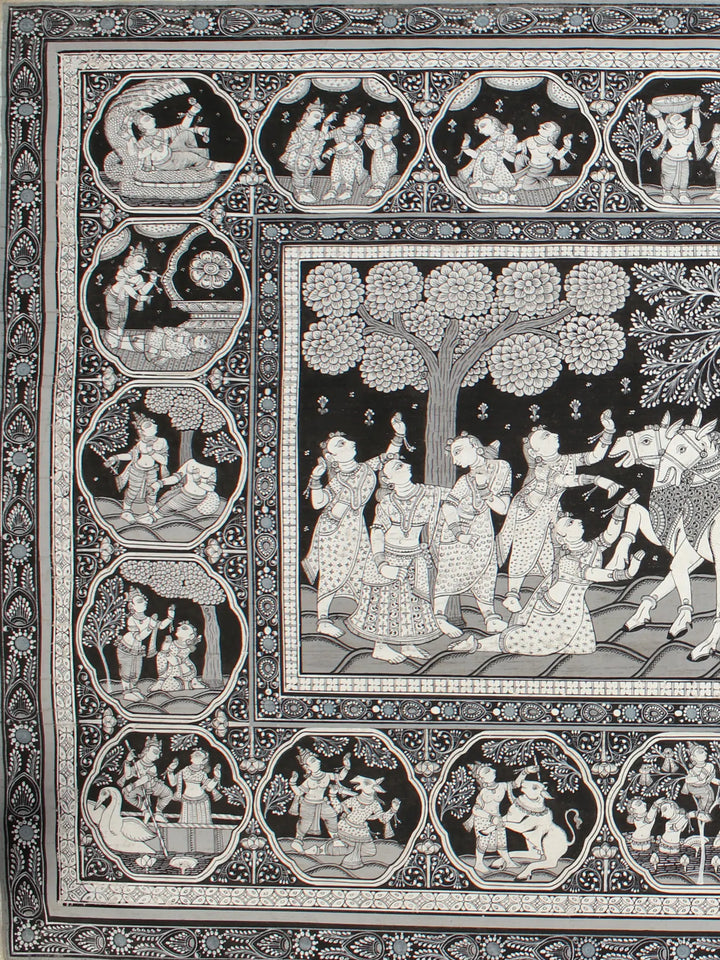Shri Krishna Leela Painting on Tussar Silk · view 3