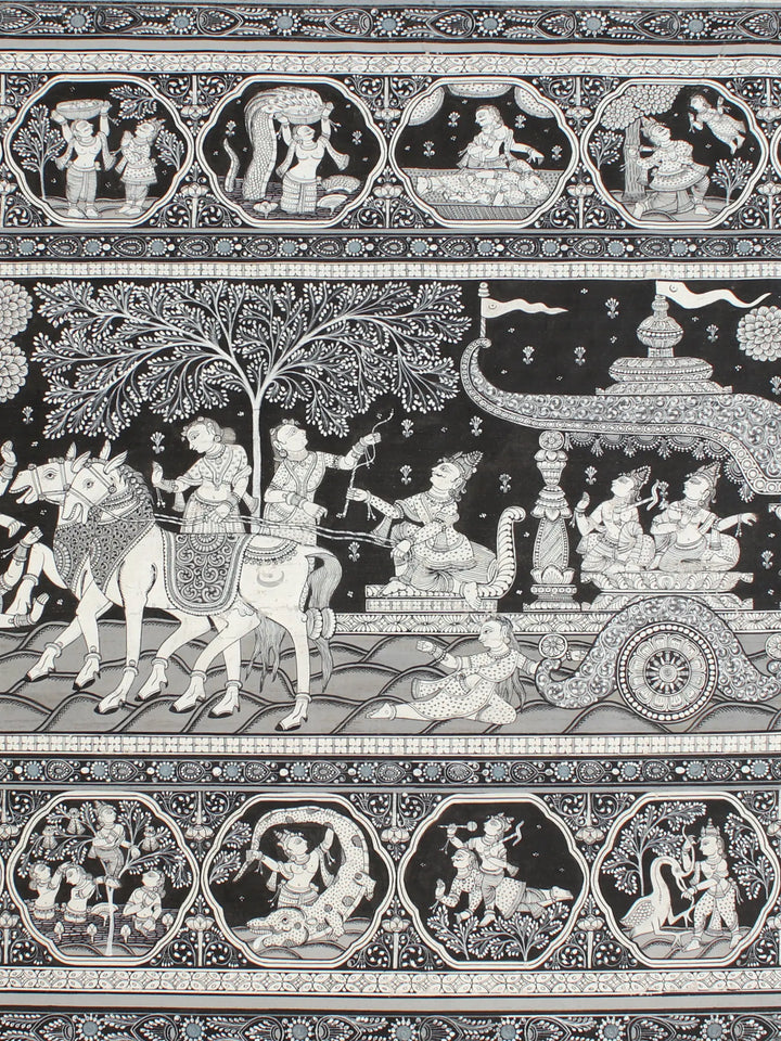 Shri Krishna Leela Painting on Tussar Silk · view 4