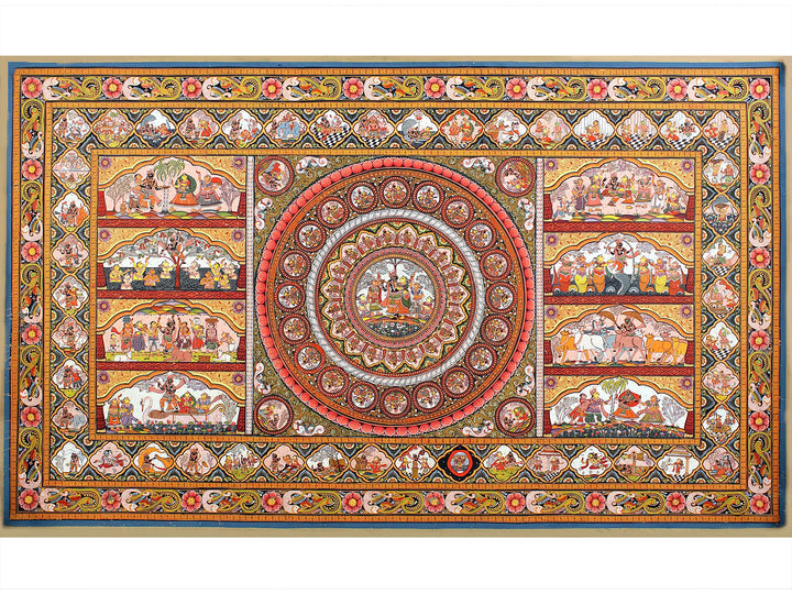 Radha Krishna Pattachitra Painting on Tussar Silk · view 1