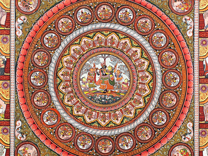 Radha Krishna Pattachitra Painting on Tussar Silk · view 3