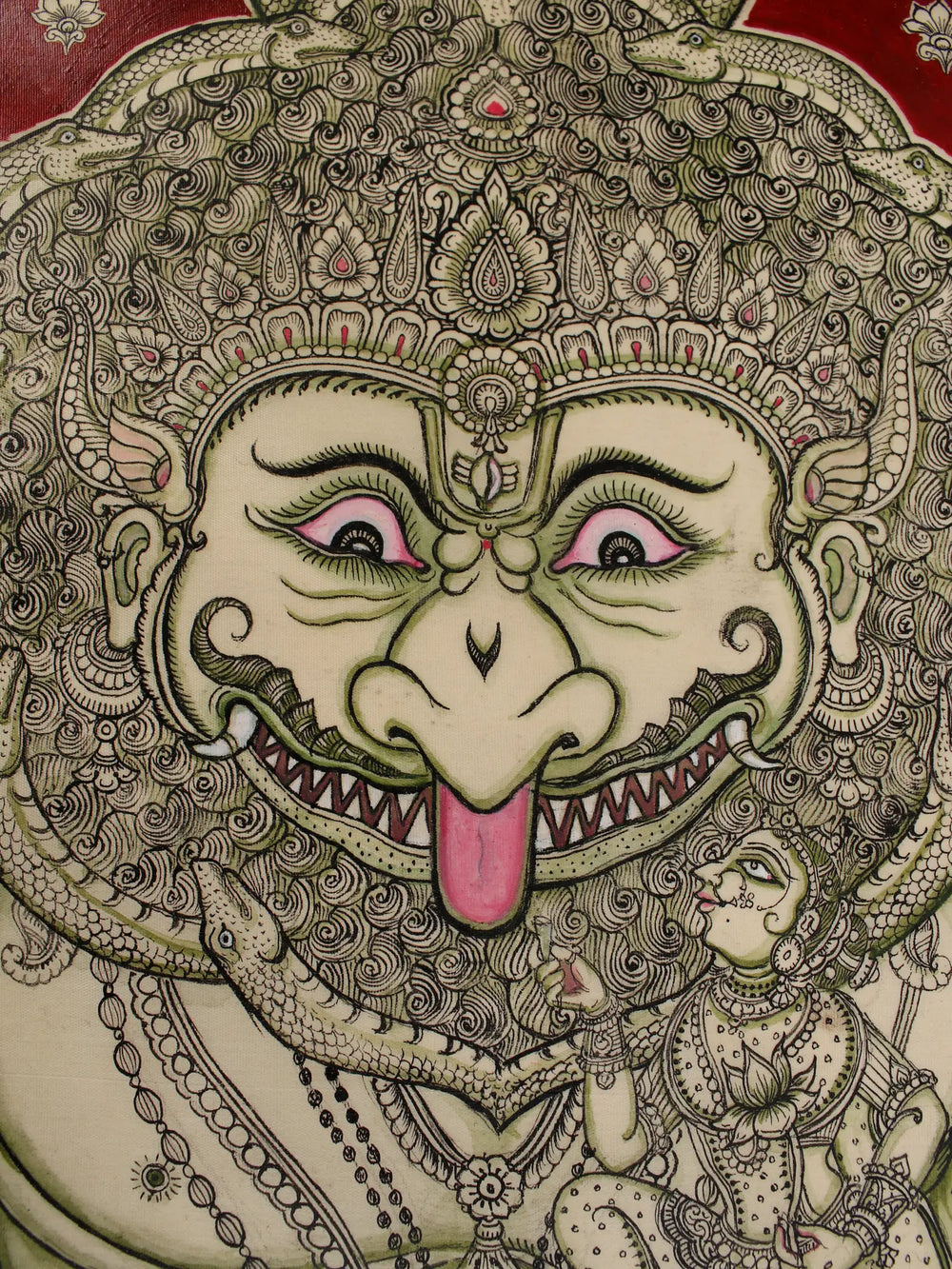 Superfine Furious Narasimha Seated | Patta Painting | Odisha Art
