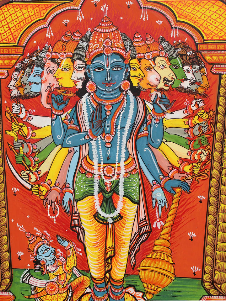 Lord Krishna Shows Vishvarupa to Arjuna (Gita Upadesha) Pattachitra Painting · view 2