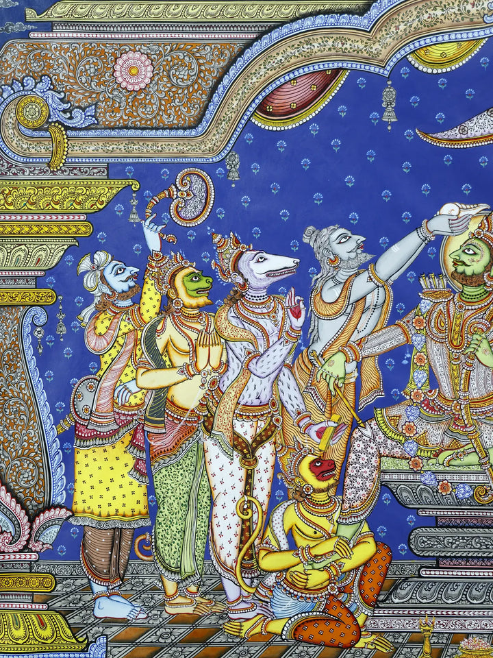 Coronation of Lord Rama Painting on Tussar Silk · view 2