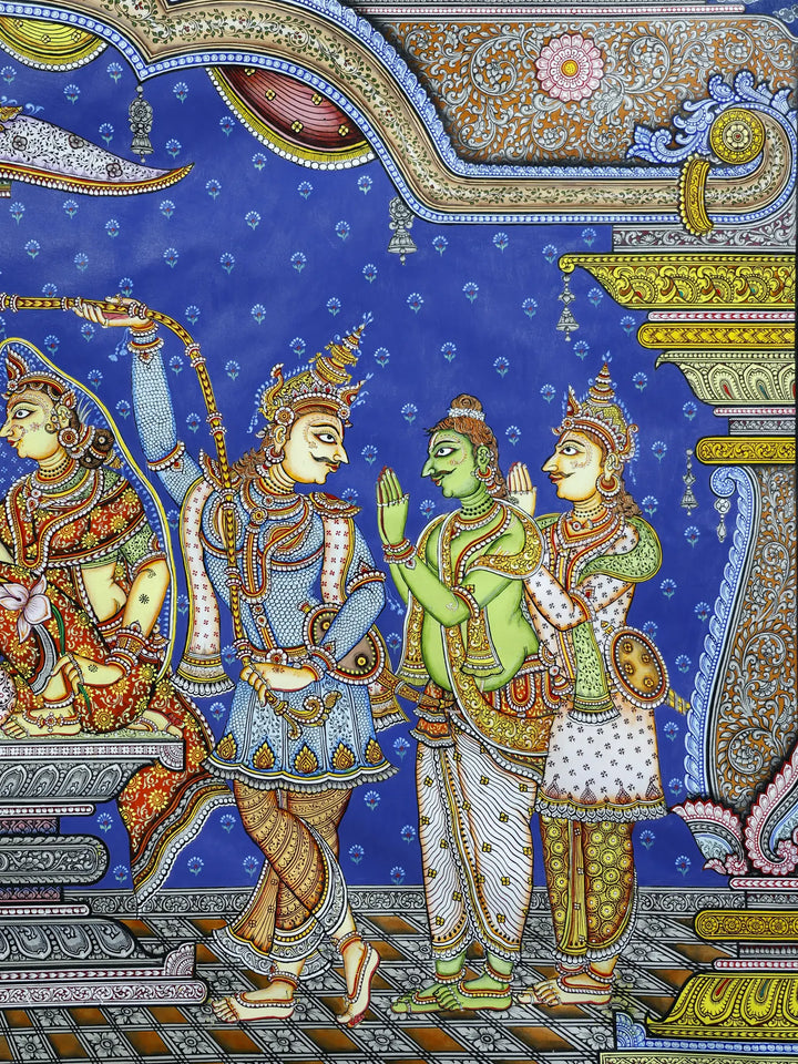 Coronation of Lord Rama Painting on Tussar Silk · view 4