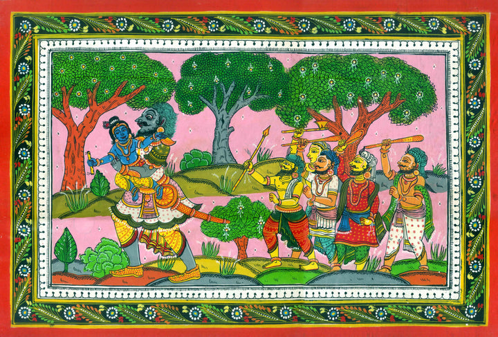 Demon Trinavarta Taking Away Lord Krishna (From the Bhagavat) Painting · view 1