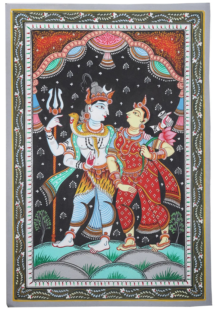 Standing Shiva Parvati on Patti Folk from the Temple Town Puri (Orissa) Painting by Rabi Behera · view 1