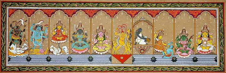 The Ten Mahavidyas Painting on Tussar Silk · view 1