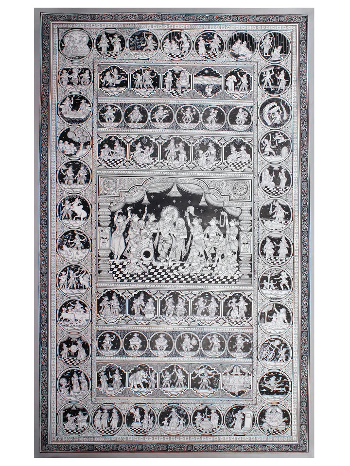 Krishna Leela Pattachitra Painting on Cloth · view 1